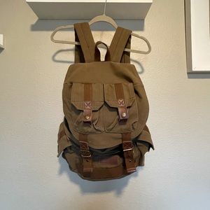 Army Green Canvas Backpack / Camera Bag